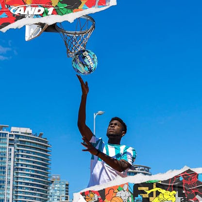AND1 Xcelerate Rubber Basketball: Official Regulation Streetball, Made for Indoor/Outdoor Games - color: Blue Camo, style: Basketball w/ Pump