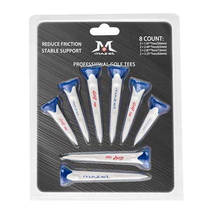 MAZEL Plastic Golf Tees 8 Pack｜Excellent Durability and Stability Plastic Tees with 5 Prongs,Reduces Friction & Side Spin - color: Dark Blue
