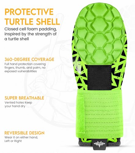 Baseball Sliding Mitt Youth & Adult, Sliding Glove for Baseball, Softball Sliding Guard, Left and Right Hands - color: Neon Green Texture, size: Adult