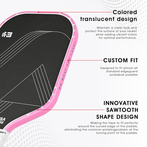 PICKLETECH Pickleball Paddle Protection Tape - Paddle Head Edge Guard - Racket Edge Protection Tape -Fit Perfectly Curved Edge -No Wrinkling - color: Clear Pink, size: Width 20mm