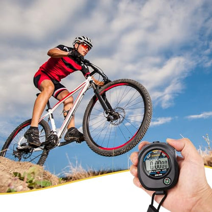 2 Pack Digital Stop watch Timer with 2 Whistle Set | Water resistant Stopwatch with Large Display Date, Time & Alarm | Sports Stopwatch for Swimming, Running and Fitness | Perfect for Coaches | Black