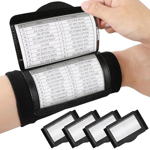 5 Pack Football Wristbands, Triple Window Quarterback (QB) Football Play Wristbands for Signs - style: Youth