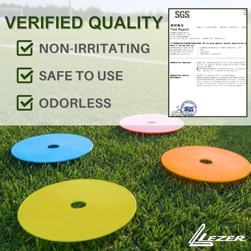 LEZER 9 Inch Flat Cones, Spot Markers, Soccer Cones, Field Court Markers, Sit Spots, Flat Discs, Soccer Training Equipment, Agility Practice, Football, Made in Taiwan - style: 9 inch with 24 pcs