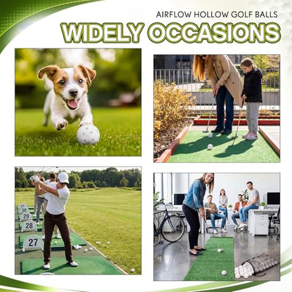 300 Pcs Plastic Practice Golf Ball 42mm PU Foam Balls with Mesh Bag Hollow Limited Flight Training Ball for Backyard, Driving Range, Golf Swing Practice, Bright High Visibility
