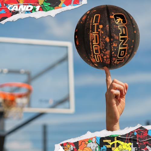 AND1 Chaos Basketball: Official Regulation (29.5 inches) Rubber - Deep Channel Construction Streetball, Made for Indoor Outdoor Basketball Games - color: Brown