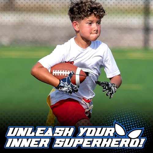 Kids Football Gloves, Youth Football Receiver Gloves with Super Sticky Grip, for Boys Girls Ages 8–12