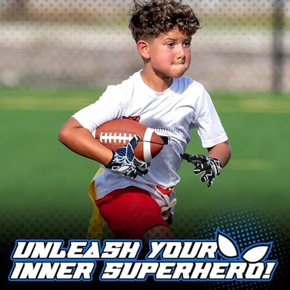 Kids Football Gloves, Youth Football Receiver Gloves with Super Sticky Grip, for Boys Girls Ages 8–12
