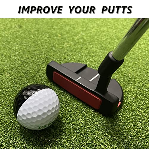MAZEL Golf Practice Putting Ball,Golf Training Aid for Putting Green/Mat,Golf Putting Accuracy Trainer with Instant Feedback (Black-White Ball,3PCS)