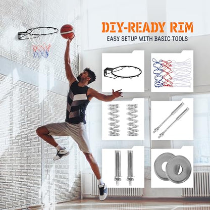 Yes4All Basketball Net, 18-Inch Heavy-Duty Basketball Rim Replacement for Indoor & Outdoor Use, Fits Youth & Adult Hoops - Fixed & Breakaway Options, Bolts Included - style: Breakaway
