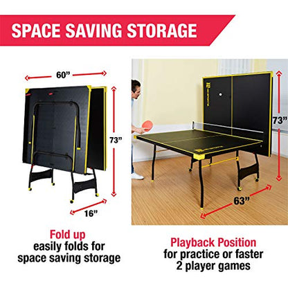 MD Sports Table Tennis Tables Multiple Styles Ping Pong Tables, Foldable for Easy Storage with Nets Included, Perfect for Family Game Rooms | Multiple Styles - style: Black & Yellow