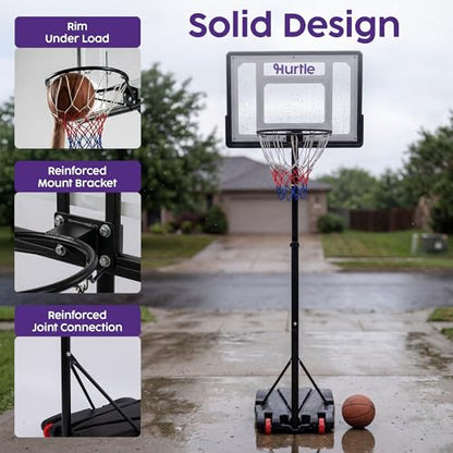 Kids Basketball Hoop Adjustable Portable Basketball Hoop for Kids Indoor Outdoor Play with Backboard Wheels Driveway Backyard