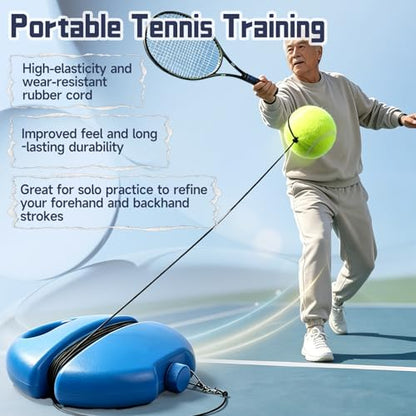 Tennis Practice rebounder, Solo Tennis Trainer Rebound Ball. Equip Your Home Backyard Court Today. Lead Daily Athletic Drills steadily utilizing This Useful Tennis Ball on String for Practice - color: Blue-Round