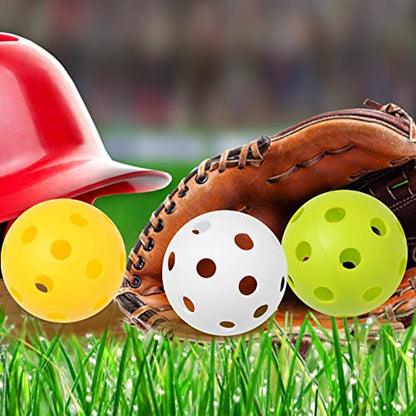 Plastic Practice Baseballs 9 inch with Mesh Bag [Anti-Crack] Soft Training Baseball Balls Hitting Batting Indoor Outdoor Lightweight Hollow for Team Drills Coaching - color: White 6 Pack