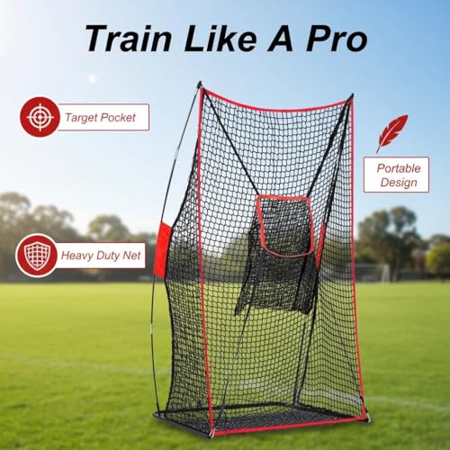 Football Kicking Throwing Net - Heavy Duty Portable Kicking Goal Cage with Target - 4x7FT Professional Trainer for Coaches Youth Indoor & Outdoor Games
