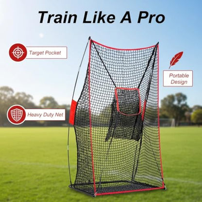 Football Kicking Throwing Net - Heavy Duty Portable Kicking Goal Cage with Target - 4x7FT Professional Trainer for Coaches Youth Indoor & Outdoor Games