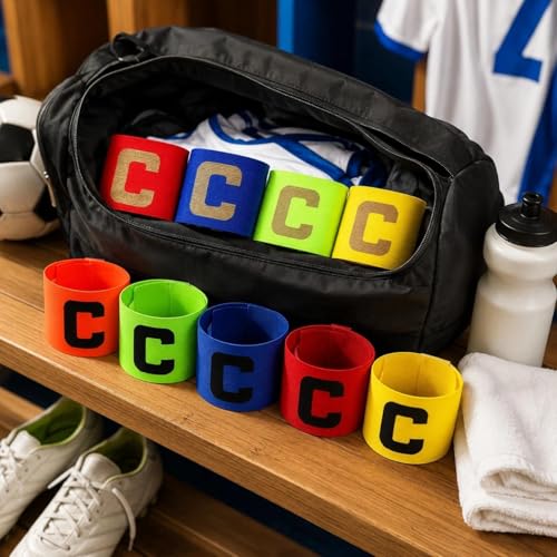 LUOZZY 9Pcs Soccer Captain Armband Elastic Soccer Captain Armband Adjustable Football Basketball Player Bands for Sport Active Exercise
