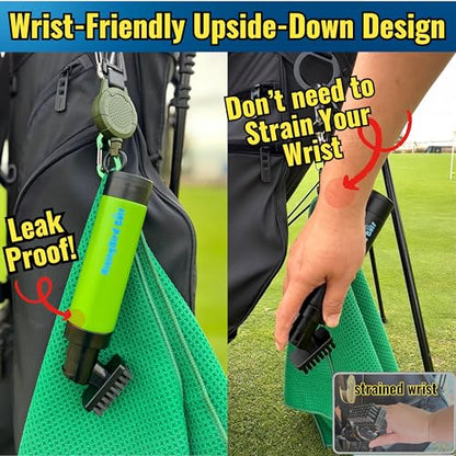 2025 Steel Wire Retractable Clip, Golf Brush, Golf Accessories, Golf Club Cleaner, Golf Water Brush, 5oz, Perfect Golf Gift for Men & Women, Golf Club Spray Brush, Golf Item, USA company (Green)