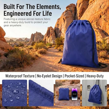 Extra Large Drawstring Backpack, Heavy-Duty Oxford String Bag for Basketball, Soccer & Laptop (2, Blue) - color: Blue