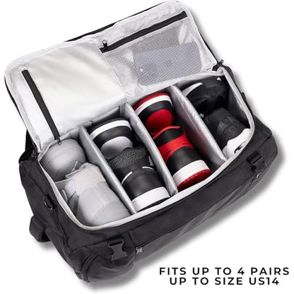 Athletico SneakerBox - Premium Sneaker Travel Duffel Bag/Backpack - For Shoes, Clothes, and Gym (Black)
