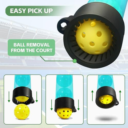 Tennis Ball & Pickleball Picker Holds 14 Balls, Ball Pickup Tube with Shoulder Strap, Lightweight Easy Pickup Portable Ball Holder, Pickleball & Tennis Ball Hopper - color: Light Blue