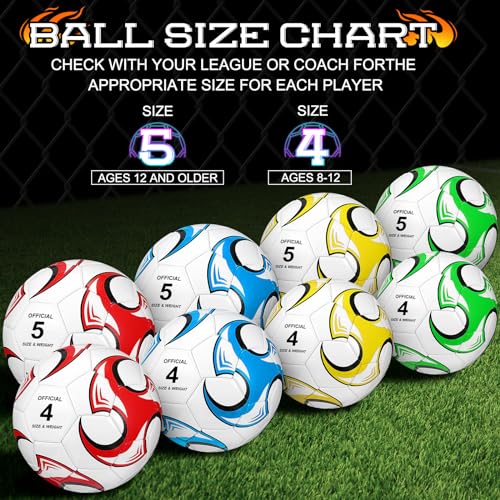 Lenwen 12 Pcs Soccer Balls with Pump Bulk Official Size 5 4 3 Kids Teens Adult Indoor Outdoor Sports Soccer Gift for Play Training Gift Party Back to School - size: Size 5, style: Vibrant Style