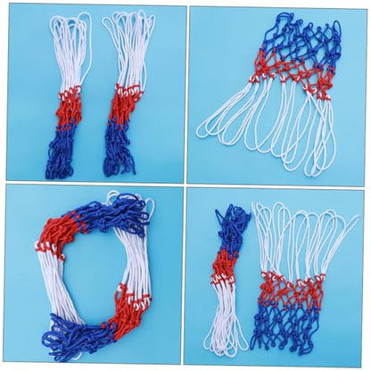 Luxshiny 4pcs Tricolor Nylon Basketball Nets Premium Outdoor Basketball Rim Mesh Replacement Sturdy Accessories for Court Equipment