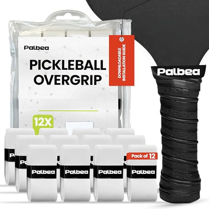 Pickleball OverGrip Tape - Pack of 3/6/12/22/60 - Extra Tacky White Pickleball Grip Tape - High Sweat Absorption & Non-Slip Soft Touch. Accessories Designed to Enhance Your Pickleball Paddle Grip Tape - style: 12-pack White