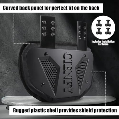 Cienfy Football Back Plate for High-Impact Protection, Universal Football Backplate for Shoulder Pads, for Youth and Adult - size: Youth, style: Black