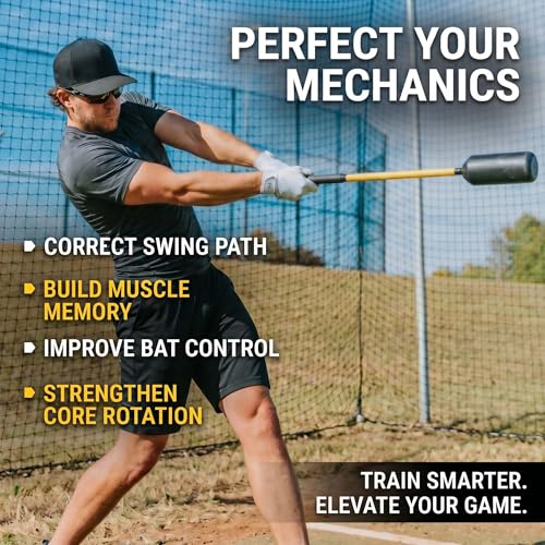 Baseball Swing Trainer Bat with 12 Soft Practice Balls & Carry Bag - Kinetic Chain Hitting Mechanics Tool with Adjustable Grip, Nylon Rope Centrifugal Force Corrector for All Skill Levels