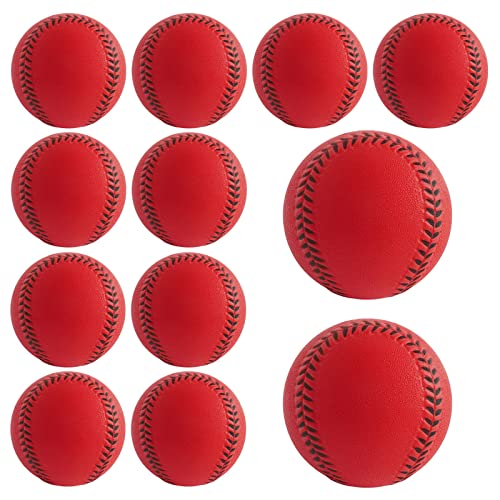 Soft Baseballs, Foam Training Baseball 12 Pack for Kids Regulation Size Foam Baseballs for Soft & Safe Throwing, Catching and Batting Practice - color: Red