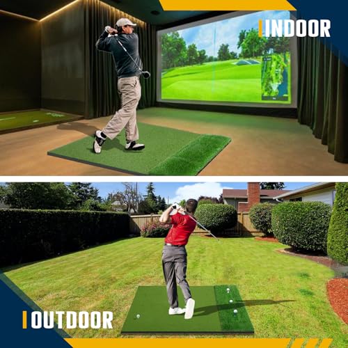 Dual-Turf Golf Mat 36mm: 5x4ft/5x5ft Extra Thick Golf Hitting Mats Practice Outdoor Indoor, High-Density Artificial Hitting Training Matt for Garage Chipping Driving Swing, Ideal Gifts for Men Dad - style: 5‘X5’ Thickened- 31mm