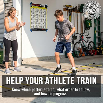 Guided Coaching Agility Ladder Drills Training System - Structured Speed & Footwork Charts with Built-in Progressions - style: Beginner–Intermediate (18x24)