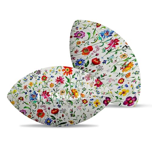 American Football, Official Size 11.9 x 7.3 Inch, Premium Composite Leather High-Grip Ball with Pro-Style Lacing, Unique Prints for Training, Games & Gifts - color: Splendid Flowers