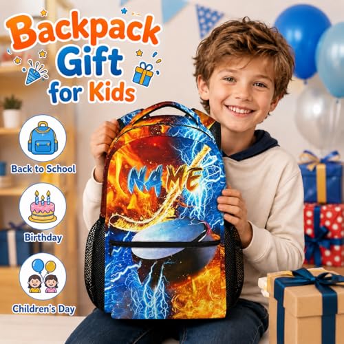 Custom Backpack for Kids Boys Hockey Bookbag for School Elementary Middle Primary, Lightweight Back to School Supplies - color: Blue