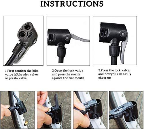 Bike Floor Pump, Bicycle Pump with Dual Presta & Schrader Valve Head, High Pressure Bicycle Tire Inflator, Portable Hand Air Pump for Road & Mountain Bikes, Strollers and Balls - style: Classic/No Gauge