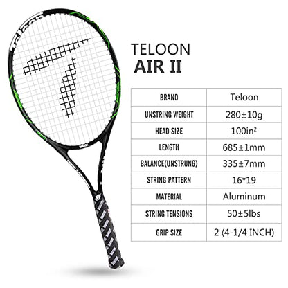 Teloon Tennis Rackets for Adults 2 pcs Recreational -27 inch Tennis Racquet for Men and Women College Students Beginner Tennis Racket.… - color: AIR-I-II