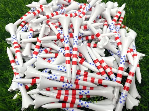 NorthPointe 2 3/4” USA Stars and Stripes America Flag Golf Tees Plastic - 100 Tees in Bulk – Patriotic - color: Stars & Stripes