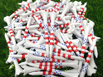 NorthPointe 2 3/4” USA Stars and Stripes America Flag Golf Tees Plastic - 100 Tees in Bulk – Patriotic - color: Stars & Stripes