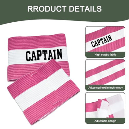 Captain Armbands for Soccer, Unisex Captain's Armband Adjustable Football Arm Bands Adults & Youths Elastic Captain Arm Band Team Sports Accessories - color: Pink