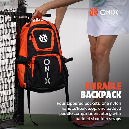 ONIX Pickleball Pro Team Durable Polyester Padded Paddle Compartment Easy to Carry Backpack — Orange/Black