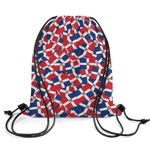 Beam Backpack Drawstring Sack Large Capacity for Soccer Basketball Sports Equipment Travel Men Women, Dominican Republic Flag Wave Bags - color: Picture (346)