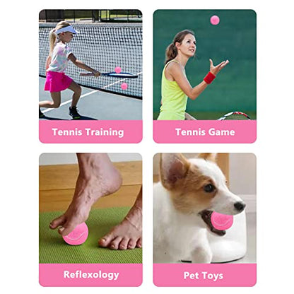 URBEST Tennis Ball 12 Packs Training Tennis Balls Practice Balls for Novice Player, Pet Dog Playing Balls with Mesh Carry Bag - color: Pink