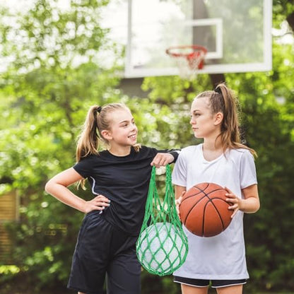 Jucoan 12 Pack Soccer Ball Bags, Single Ball Carrier Bags, Nylon Net Bags with Handles for Carrying Football Basketball, Volleyball, Fits Size 3, 4, 5