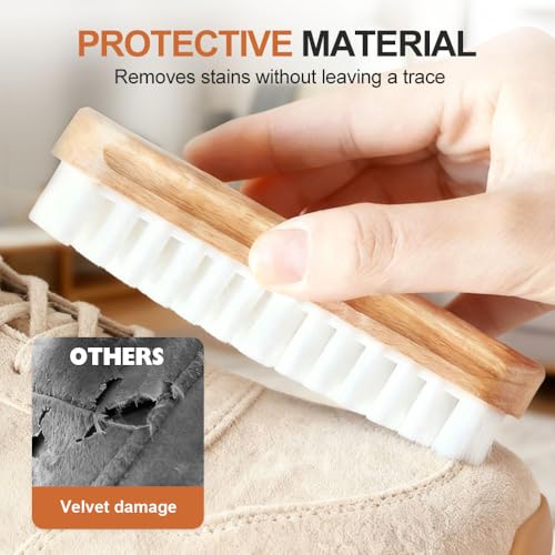 Suede Shoe Brush and Eraser,2 in 1 Scrub Suede Shoe Brush, Rubber Polish Eraser with Soft Plastic Bristles for Nubuck Cleaning (Wood Handle/1pcs) - color: Wood Handle/1pcs