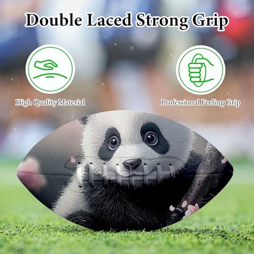 American Football, Official Size 11.9 x 7.3 Inch, Premium Composite Leather High-Grip Ball with Pro-Style Lacing, Unique Prints for Training, Games & Gifts - color: Panda Sakura