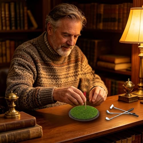 Desk Golf Game - Funny Putting Green Toy | Including A Putting Range | 3 Mini Clubs and Balls | Mini Golf Game | for Golfer Coworker Men Office Indoor Tabletop Practice Relaxation