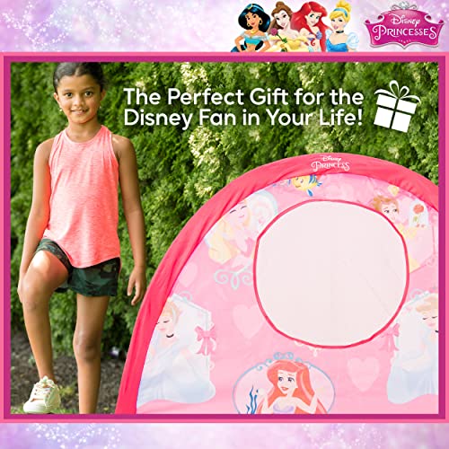 Disney Princess Pop Up Soccer Goal, 4 ft Kids Outdoor Pop Up Goal Featuring Ariel, Belle, Cinderella, and Aurora, Pink