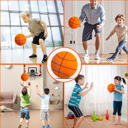 Silent Basketball Size 7(29.5“), Soft Foam Ball Soundless for Quiet Dribbling and Indoor Training, Grooved Airless Higher Bounce Ball for Indoor Games