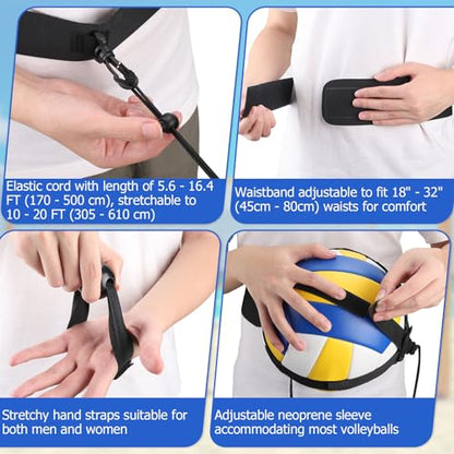 TOBWOLF Volleyball Spike Trainer, Elastic Self-Training Volleyballs Resistance Band, Volleyball Equipment Training Aid Improves Serving, Jumping, Arm Swing Mechanics and Spiking Power - color: Volleyball Resistance Band with Adjustable Waist Belt