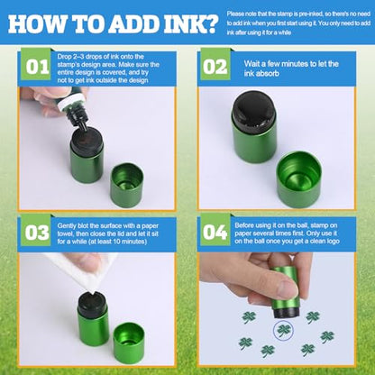 KAINSY Golf Ball Stamp Personalized, Quick-Dry Custom Logo Marker, Reusable Waterproof Golf Ball Marking Tool with Leak-Proof Ink Bottle & Manual, Golf Gift for Men Golfers, Dad, Husband, Retirement - color: Custom Stamp - Round